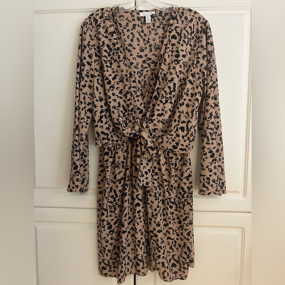 Topshop 3/4 sleeve, leopard print mini dress.
